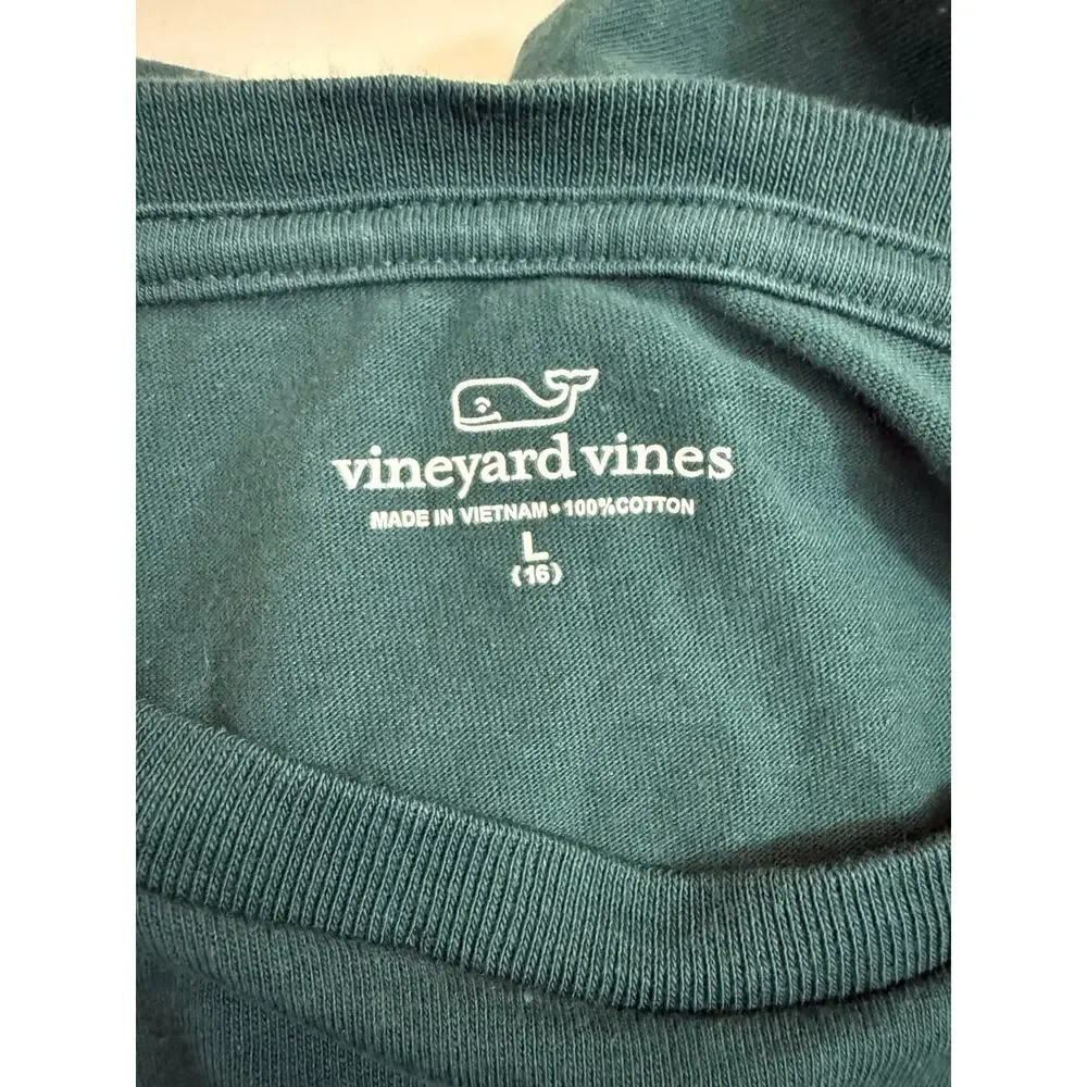 Vineyard Vines Boys' Ski Dogs Long-Sleeve Green Pocket Tee Size Large (16) - Picture 5 of 11